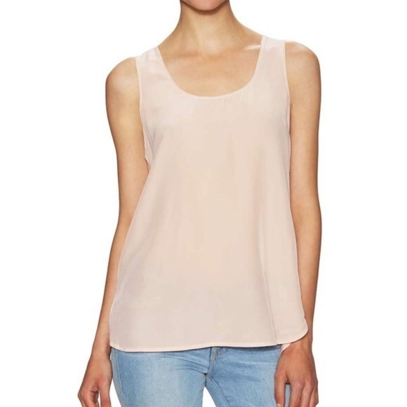 Vince Silk Shirt Tail Mixed Media Tank Top Ballet Pink XS - Picture 1 of 6